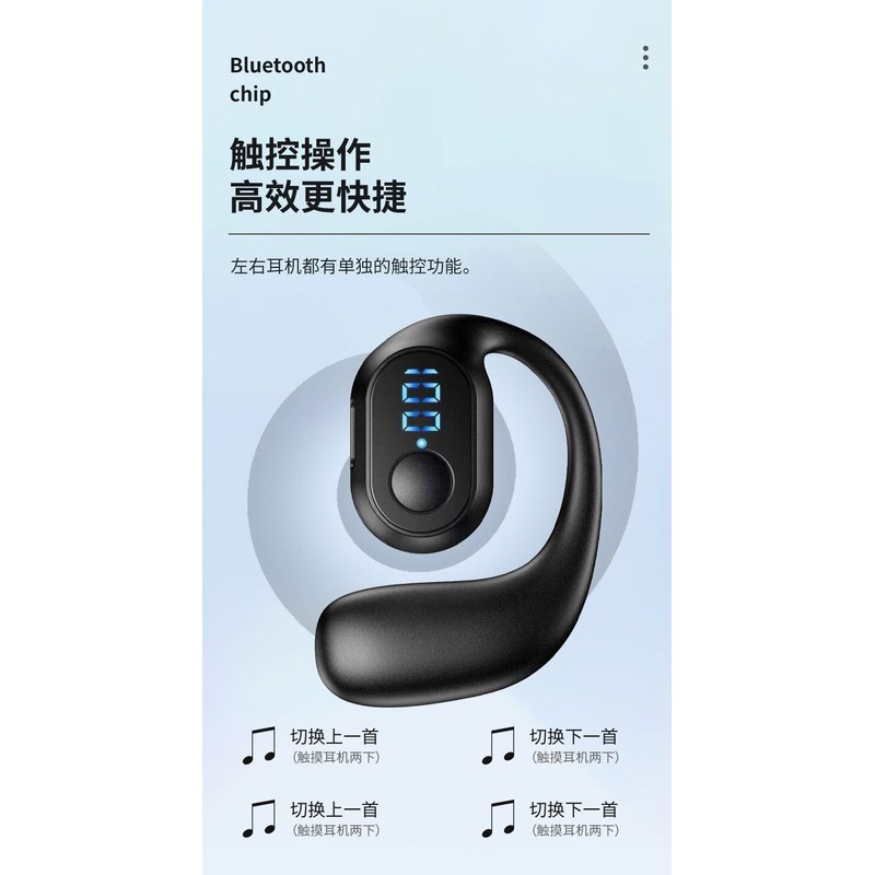 Wireless Ear-Hook Bluetooth Headset โ Type-C, Universal Fit