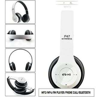 P47 Bluetooth Over Ear Foldable Headset With Microphone Stereo Earphones 3.5Mm Audio Support Fm Radio Tf For Pc Tv Smart Phones & Tablets - Headphone