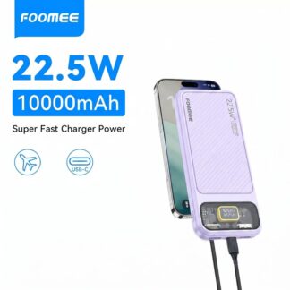 FOOMEE FP113 22.5W Fast Charging Power Bank 10000mAh, Ultra Slim Portable Charger with LED Display, Dual USB & Type-C Output for Phone, iPhone, Samsung, iPad