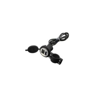 12V Phone Usb Charger with Switch for Motorcycle. Black Color