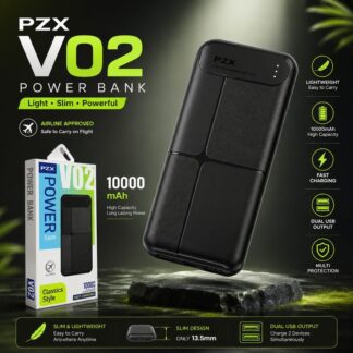 PZX V02 10000mAh Fast Charging Power Bank – Dual USB Portable Charger