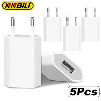 NNBILI 1-5Pcs Universal 5V 1A EU Plug USB Wall Phone Charger For iPhone   Redmi   Charger Power Adapter