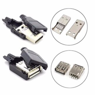 10pcs Type A USB interface (Male/Female), equipped with a black plastic cover, used for computer peripherals and port adapters.