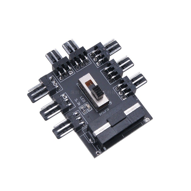 Computer Case Fan HUB Hub 8-way 3-pin Controller 8-way Multi-way PWM Governor Temperature Control IDE Computer Peripheral