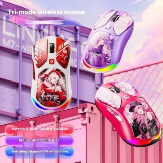 Lingbao M7 Three Mode Wireless Mouse Sublimates Ip Theme E-Sports Game Computer Office Lightweight Long Range Mouse Peripherals