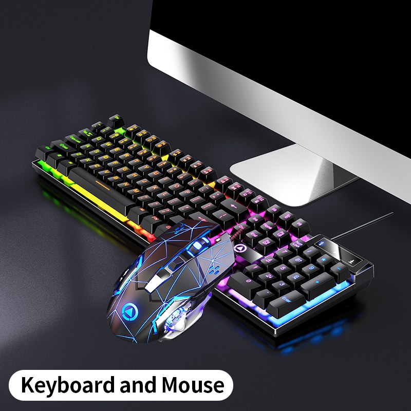 Wired LED Light Up Keyboard and Mouse Combo USB Gaming Office Home Typing Peripheral for Desktop Laptop PC
