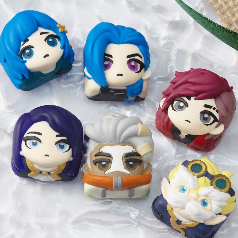 Twin Cities Battle Jinx Keycaps Game Peripheral Heimerdinger Resin creativity Single Keycap Keypads Accessories Surprise s