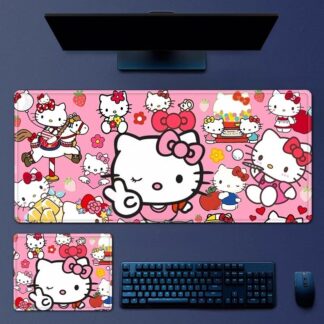 High Definition Hello Kitty Non-slip Leather Mouse Pad Oversized Pink Cute Cartoon Girl Desk Keyboard Pad Sanrio Peripheral