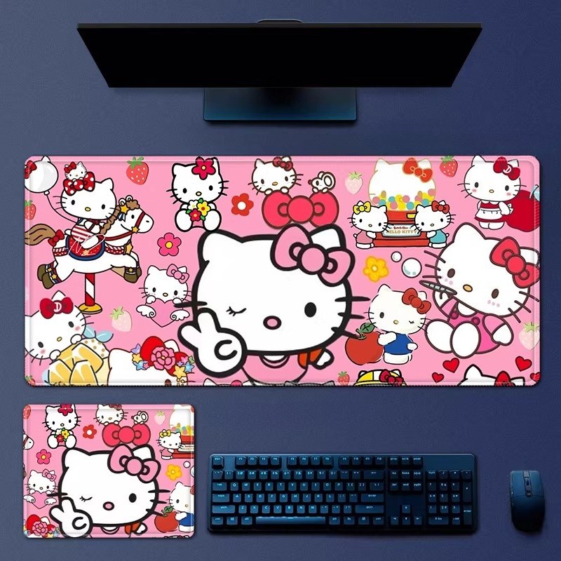 High Definition Hello Kitty Non-slip Leather Mouse Pad Oversized Pink Cute Cartoon Girl Desk Keyboard Pad Sanrio Peripheral
