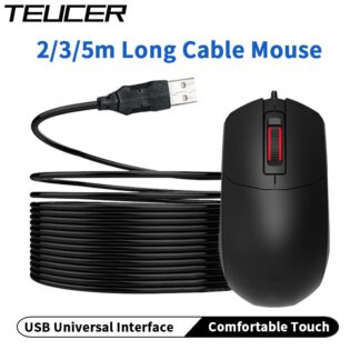 【In-Stock】 TEUCER Wired Home Extension Cable Mouse 2m 3m 5m High Sensitivity Mice Computer Peripherals