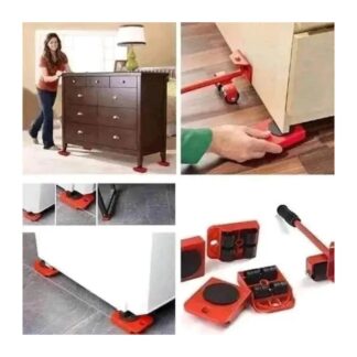 5PCS Heavy Duty Furniture Easy Moving Hand Lifter Tool Set Roller Lift Wheel Bar Professional Furniture Transport Mover System Maximum Load Weight Device
