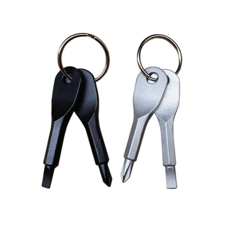 1 Set Key Shape Precision Mini Slotted Screwdrivers Keychain Portable Pocket Repair Tool Stainless Steel EDC Multifunction Screwdriver