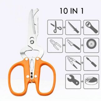 10 in 1 Detachable Scissors Stainless Steel Detachable Multifunctional Stainless Poultry Kitchen Nutcracker Bottle opener Bone- Light Green