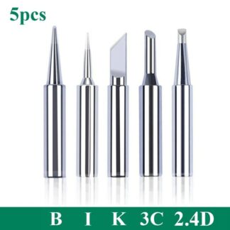 5Pcs/set Soldering Iron Tip Kd 900M I + B + K + 2.4D + 3C Type 5 Piss Soldering Iron Head Set Lead-free Environmentally Friendly Internal Heating Soldering Iron Tip