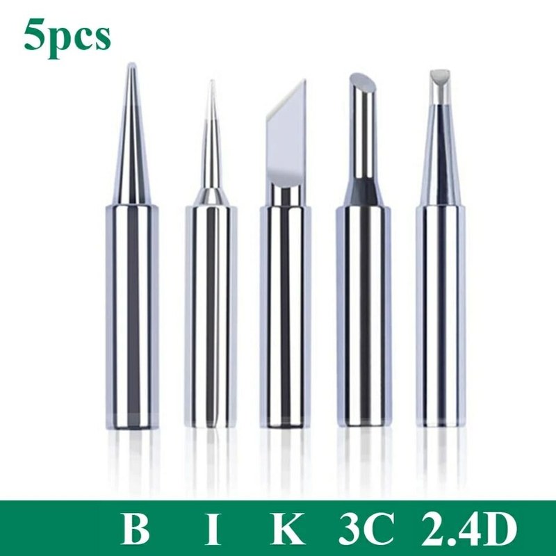 5Pcs/set Soldering Iron Tip Kd 900M I + B + K + 2.4D + 3C Type 5 Piss Soldering Iron Head Set Lead-free Environmentally Friendly Internal Heating Soldering Iron Tip