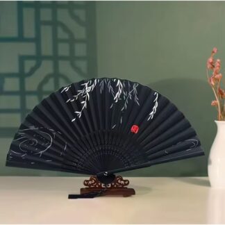 Summer Hand Folding Fan Retro Cloth Classical Elegant Bamboo Folding Fan Chinese Style Painting Dance Performance Props