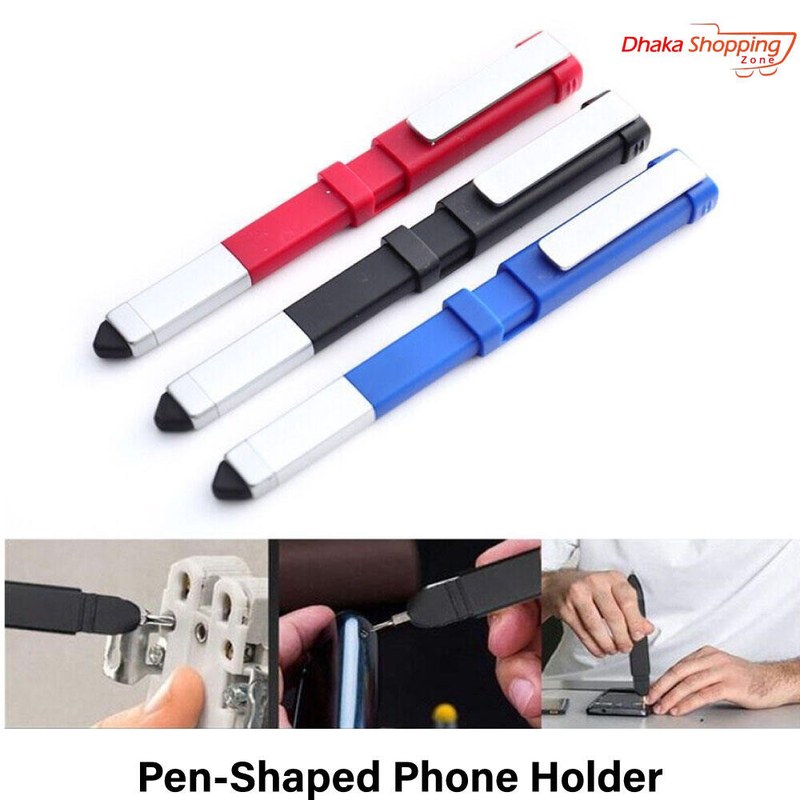 Portable Multitool Pen-Shaped Phone Holder with Screwdriver Sets