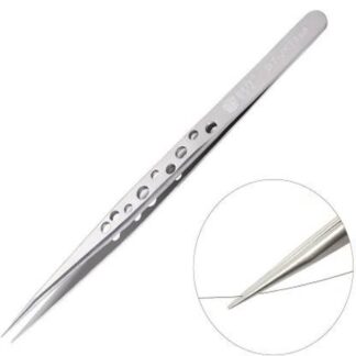 Hole Anti-Static Tweezer, Professional Stainless Steel Precision Tweezers Set Non-Magnetic Curved and StraightKoocu Straight Professional Fine Tweezers - High-Quality Stainless Ste