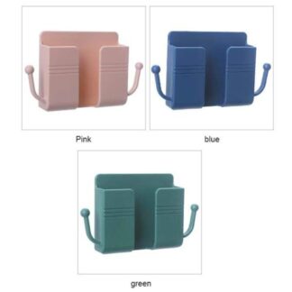 3 pcs Mobile Phone Charging Hanging Holder Multifunction Wall Mounted Plug Bracket Remote Control Mounted Storage Box