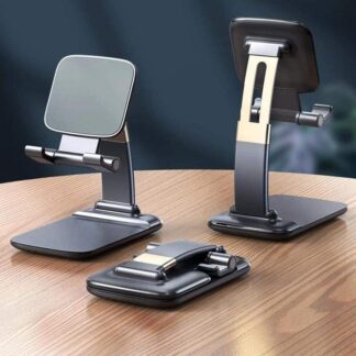 Desk Phone Holder, Adjustable Foldable Cell Phone Stand for Desk, Compatible with All Smart Phones & Tablets