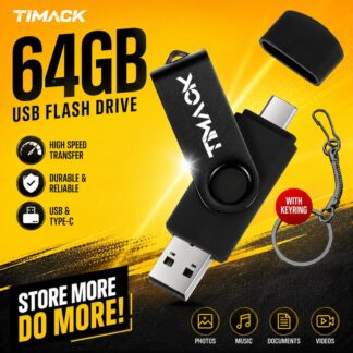 TIMACK® TYPE-C USB Flash Drive 128GB Real Capacity PenDrive 64GB Free Key Chain Memory Stick Creative Business Gift Red U Disk Blue 32G