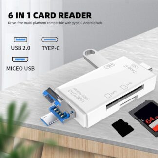 6 In 1 Card Reader Smart Memory Card USB 2.0 SD Card Flash Drive Card reader Adapter.