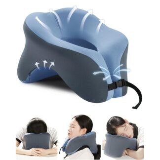 Travel Pillow for Airplanes with 360 Head Support,Memory Foam 2-in-1 Neck Pillow Airplane,Travel Neck Pillow with Storage Bag,Adjustable Clasp for Travel,Home,Office,and Gaming