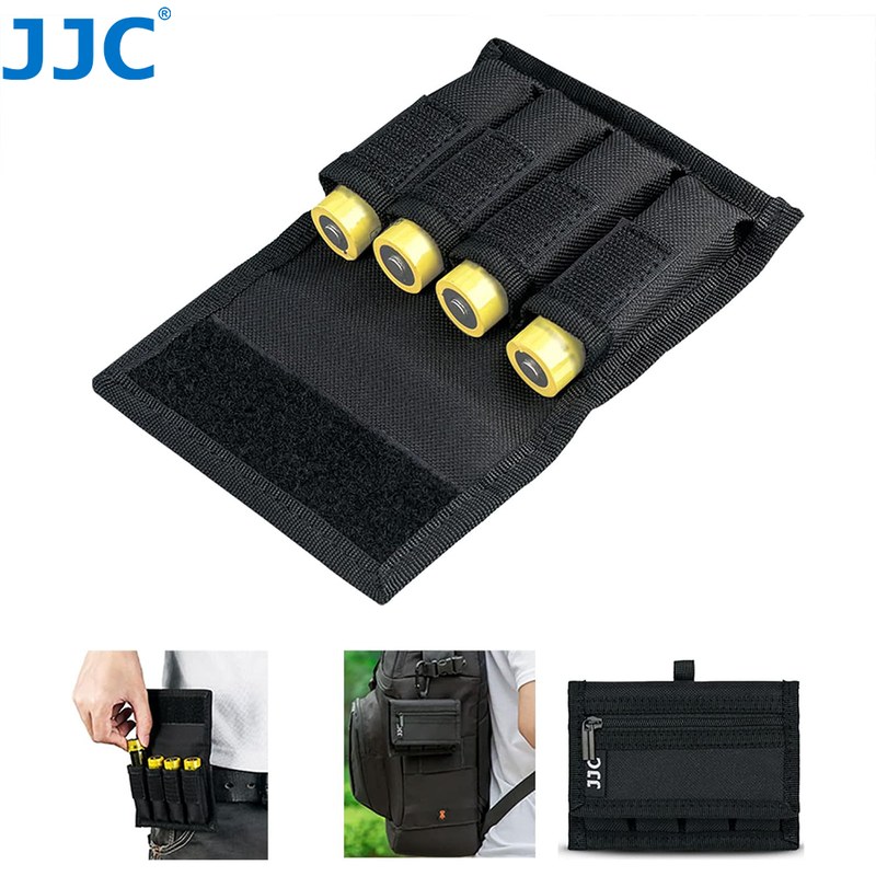 JJC Battery Pouch Case for 18650 20700 or 21700 Battery Belt Holster for 18650 Battery with Carabiner Memory Card Storage