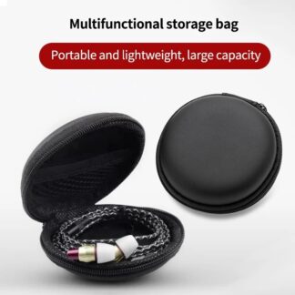 Round Storage Hold Case Storage Carrying Hard Mini Earphone Bag Case Headphone Box Zipper Data Line Bag Earbuds Memory Card Case